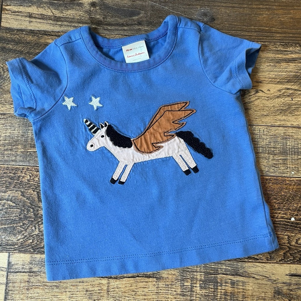 Hanna Andersson Unicorn Applique Shirt‎ Baby Girls 6-12m Embroidered